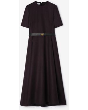Burberry Belted Check Wool Dress - Black