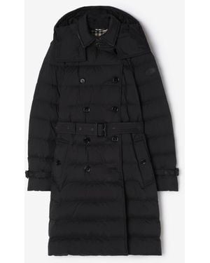 Burberry Mid-Length Nylon Audley Puffer Coat - Black