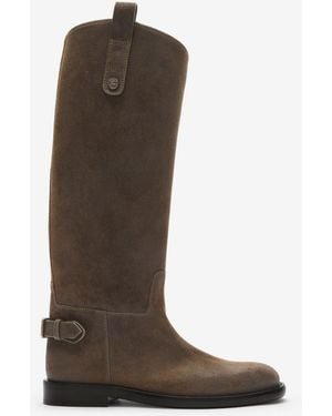 Burberry Suede Cavalier Boots - Brown
