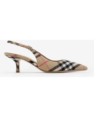 Burberry Check Dame Slingback Pumps - Metallic