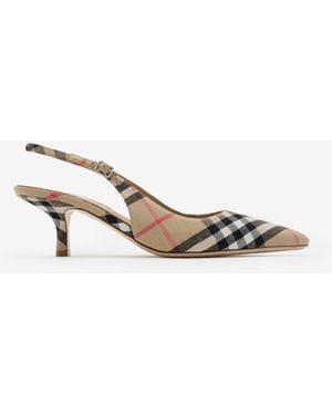Burberry Check Dame Slingback Pumps​ - Metallic