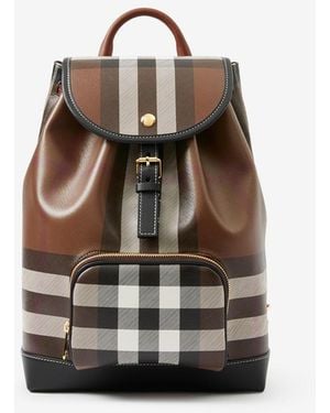 Burberry Check Backpack - Brown