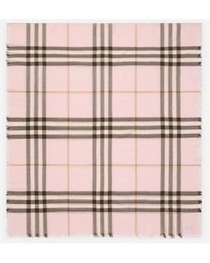 Burberry Wide Check Wool Scarf - Pink
