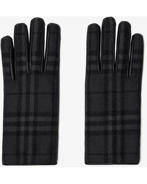 Burberry Check Wool Gloves - Black