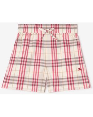 Burberry Check Cotton Shorts - Red