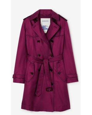 Burberry Long Silk Foxfield Trench Coat - Purple