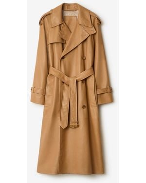 Burberry Long Leather Castleford Trench Coat - Brown