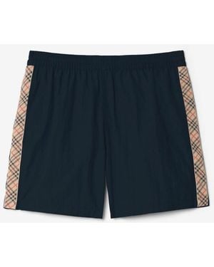 Burberry Check Trim Swim Shorts - Blue