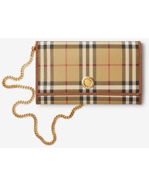 Burberry Check Chain Strap Wallet - Natural