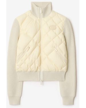 Burberry Check-Stitch Nylon And Wool Jacket - Natural