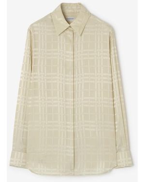 Burberry Classic Fit Check Silk Shirt - Natural