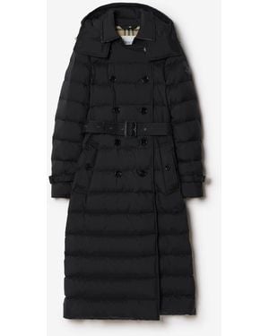 Burberry Long Nylon Audley Puffer Coat - Black