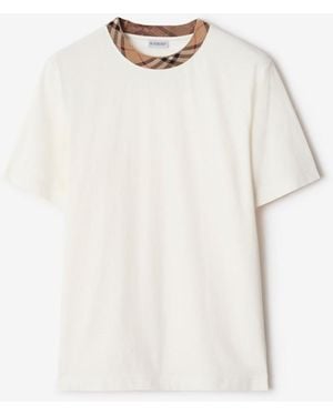 Burberry Check Trim Cotton T-Shirt - White