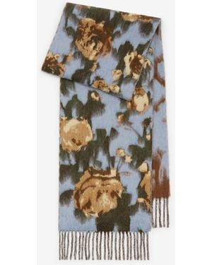Burberry Rose Alpaca Wool Blend Scarf - Blue
