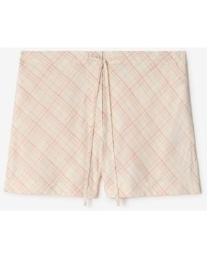 Burberry Check Cotton Pajama Shorts - Natural