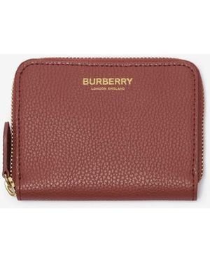 Burberry Small Leather Zip Wallet - Red