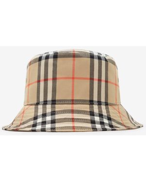 Burberry Check Cotton Bucket Hat - Natural