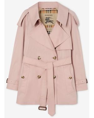 Burberry Short Tropical Gabardine Fitzrovia Trench Coat - Pink