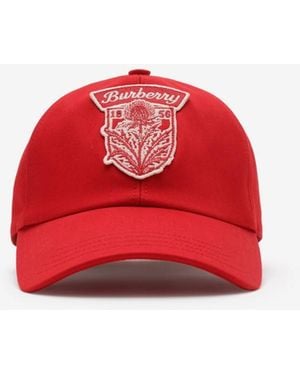 Burberry Thistle Shield Gabardine Baseball Cap - Rot