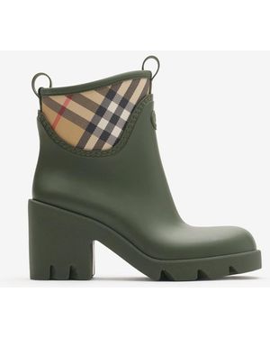 Burberry Rubber Marsh Stamp Heeled Low Boots - Green