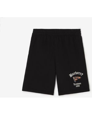 Burberry Check Flag Cotton Shorts - Black