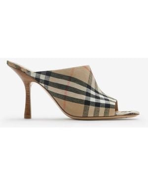 Burberry Check Mews Mules - Metallic