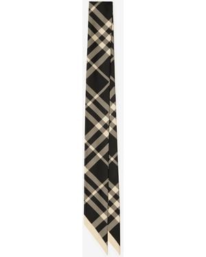 Burberry Skinny Check Silk Scarf - Black