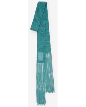 Burberry Skinny Crochet Leather Scarf - Blue