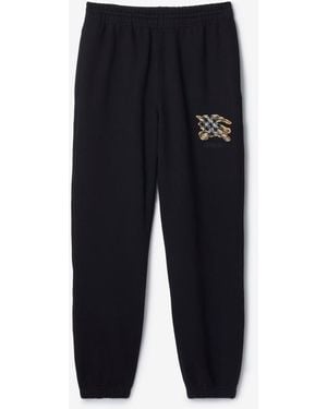 Burberry Ekd Check Cotton Jogging Pants - Black