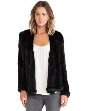 Nicholas Knitted Rabbit Fur Jacket - Black