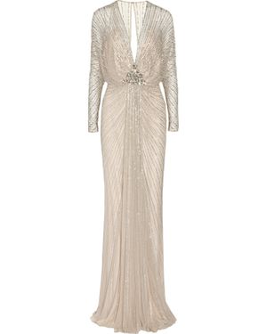 Jenny Packham Beaded Tulle Gown - Metallic