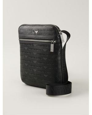 Armani Jeans Logo Print Messenger Bag - Black