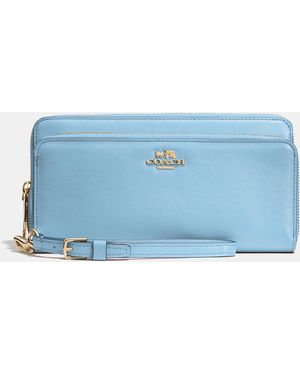 COACH Madison Double Accordion Zip Wallet In Leather - Blue