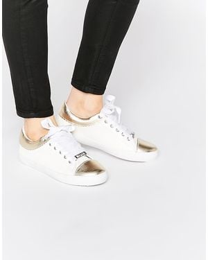 Lipsy Alissa White & Gold Trainer Trainers - White - Metallic