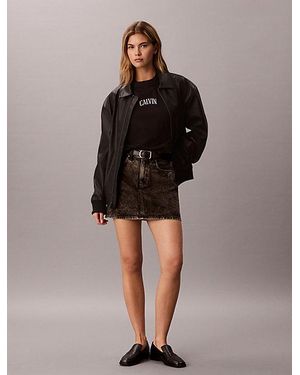 Calvin Klein Jeans Cropped Varsity Logo T-Shirt - Brown