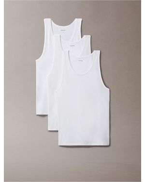 Calvin Klein Cotton Stretch Blend 3-Pack Slim Fit Tank Top - White