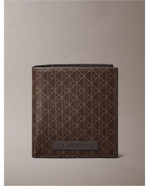 Calvin Klein Allover Monogram Logo Bifold Wallet - Brown