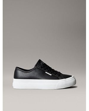 Calvin Klein Jeans Leather Comfort Platform Trainers - Grey