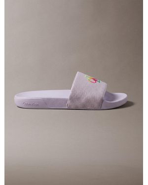 Calvin Klein Canvas Contoured Logo Sliders - Grey