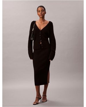 Calvin Klein Calvin Klein Smooth Cotton Rib Midi Skirt - Black
