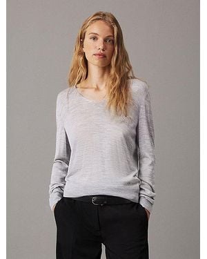 Calvin Klein Acetaat Blend Polo Trui - Grijs