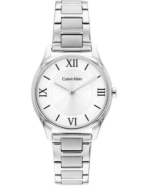Calvin Klein Roman Numeral H-Link Braclet Watch - White