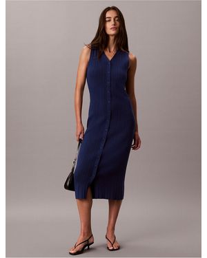 Calvin Klein Calvin Klein Smooth Cotton Midi Dress - Blue
