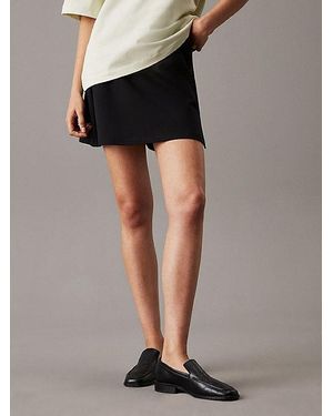 Calvin Klein Minifalda con corte evasé de punto milano - Negro