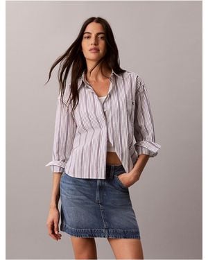 Calvin Klein Calvin Klein Cotton Poplin Boxy Button-Down Shirt - Multicolor