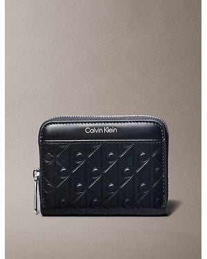 Calvin Klein Embossed Emblem Logo Zip Wallet - Grey