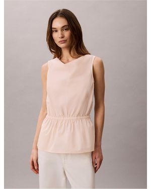 Calvin Klein Calvin Klein Cotton Poplin Sleeveless Blouse - Natural