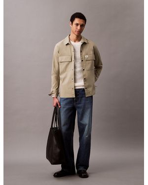Calvin Klein Relaxed Cotton Ripstop Shirt Jacket - Grey