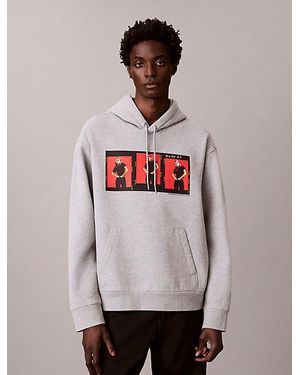 Calvin Klein Kate Moss Fleece Graphic Relaxed Hoodie - White