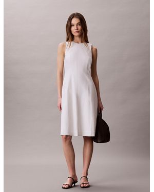 Calvin Klein Linen Blend Sleeveless Midi Dress - Multicolour
